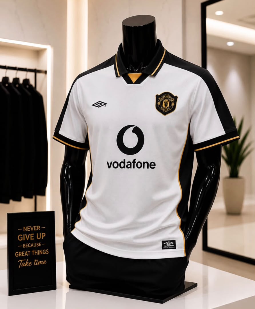 Manchester United White & Black Retro Jersey